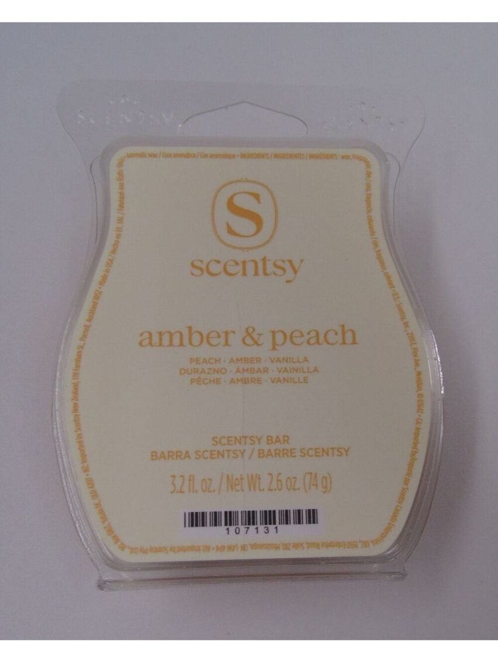 Scentsy January Wax Bar Amber & Peach 3.2 fl Oz